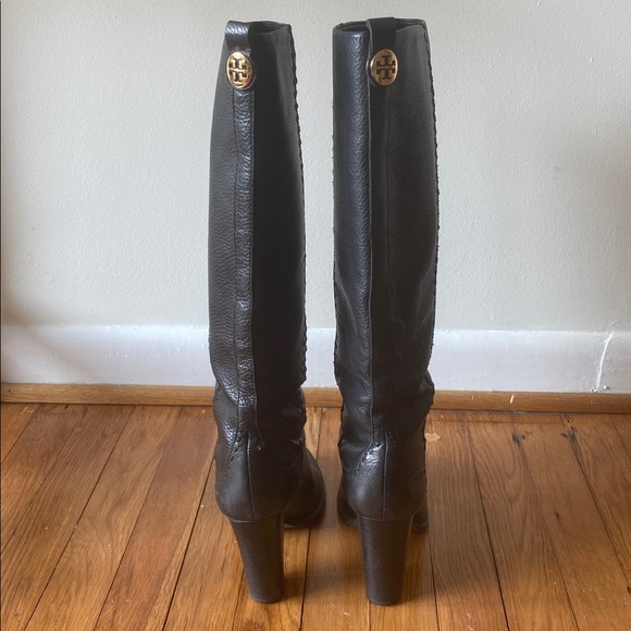 TORY BURCH black leather boots high heel knee high tall size 8 - Picture 5 of 7
